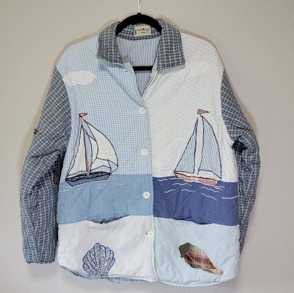 Vintage Patch Magic Nautical Reversible Patchwork Quilted Jacket - Picture 7 of 11